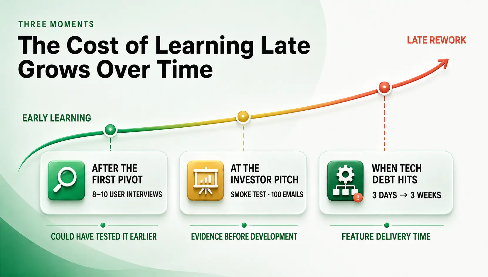 Cost of learning late rises over time