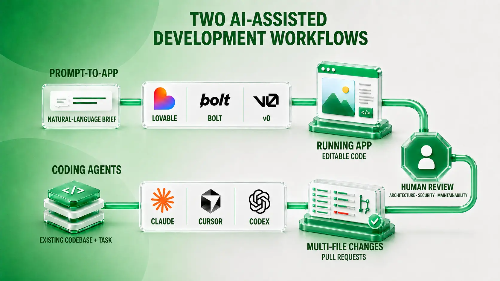 AI-assisted development workflows with human review