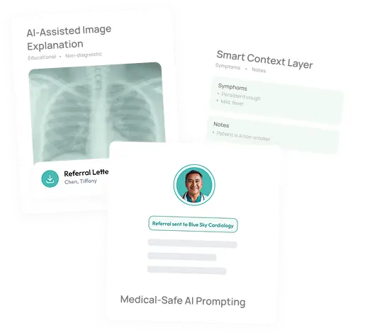 Interface screenshot demonstrating Healthcare MVP with AI-Assisted Insights features